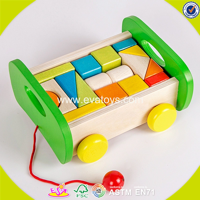 wholesale creative toddler wooden blocks cart toy,educational wooden blocks cart toy,hot wooden blocks cart toy W13C020