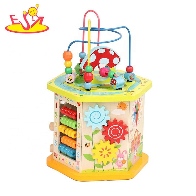Kindergarten toys wooden my busy town activity cube for toddlers W11B236