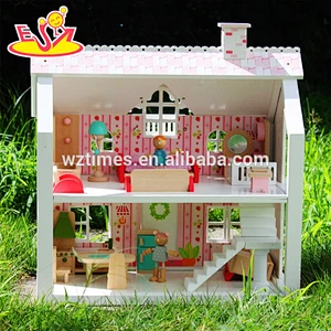 2018 New design wooden mini doll house children wooden mini doll house lovely wooden mini doll house W06A041B