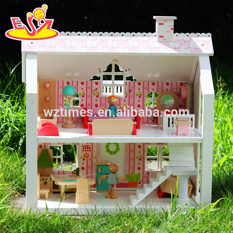 2018 New design wooden mini doll house children wooden mini doll house lovely wooden mini doll house W06A041B