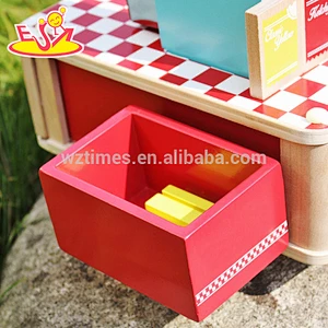 Top hottest children wooden pretend play grill with food W10D127