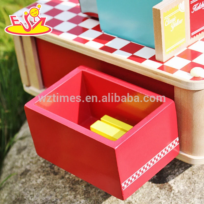 Top hottest children wooden pretend play grill with food W10D127