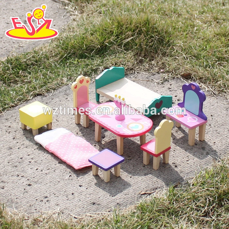 Nettes hölzernes Miniaturpuppenhausgroßhandelsmöbelspielzeug für Rollenspiel der Kinder W06B044