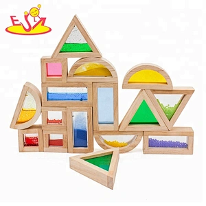 New arrival 16 pieces sensory wooden rainbow blocks for kids W13A160