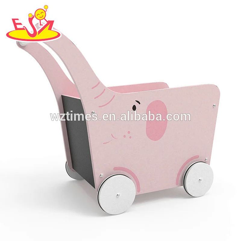 2018 Neues Original Design rosa Elefant Holzwagen für Baby W16E095