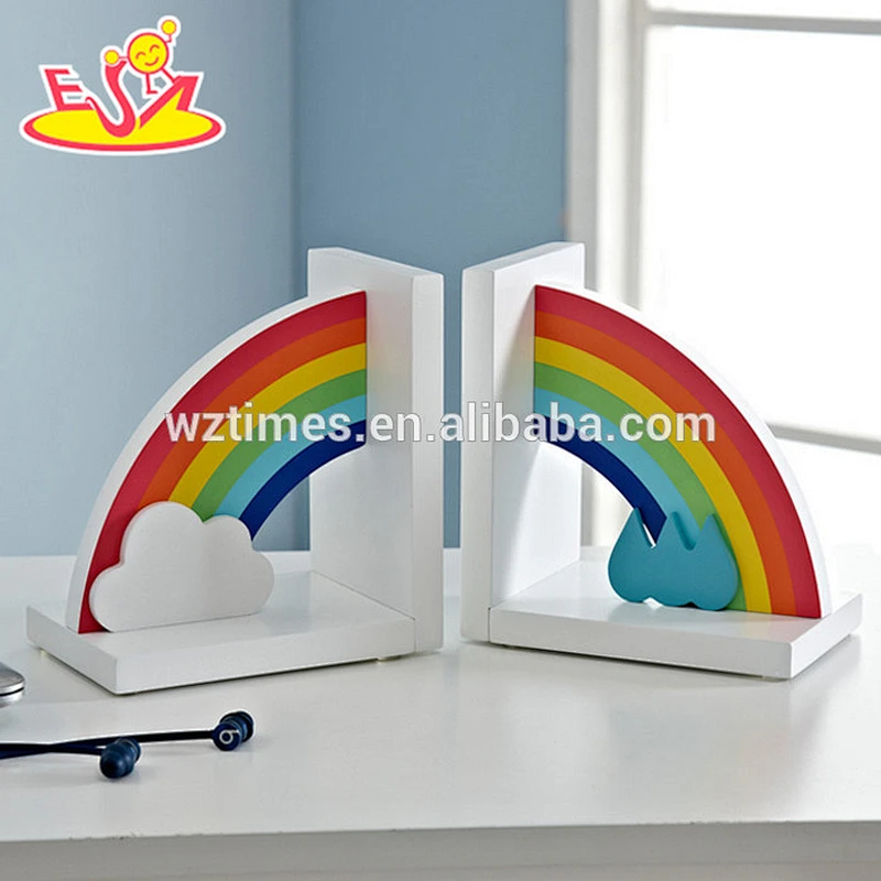 2018 wholesale kids wooden rainbow bookends new design children wooden rainbow bookends nursery wooden rainbow bookends W08D065