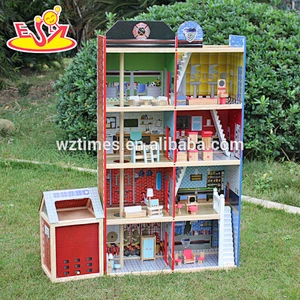 2018 new design pretend toy kids wooden model doll house W06A138