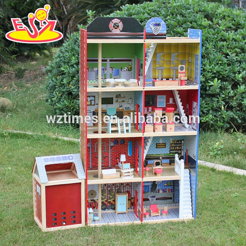 2018 new design pretend toy kids wooden model doll house W06A138