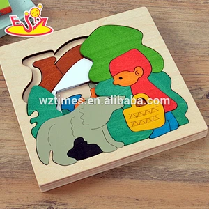 Wholesale colorful intelligent animals shaped wooden shape puzzles for kids W14A145