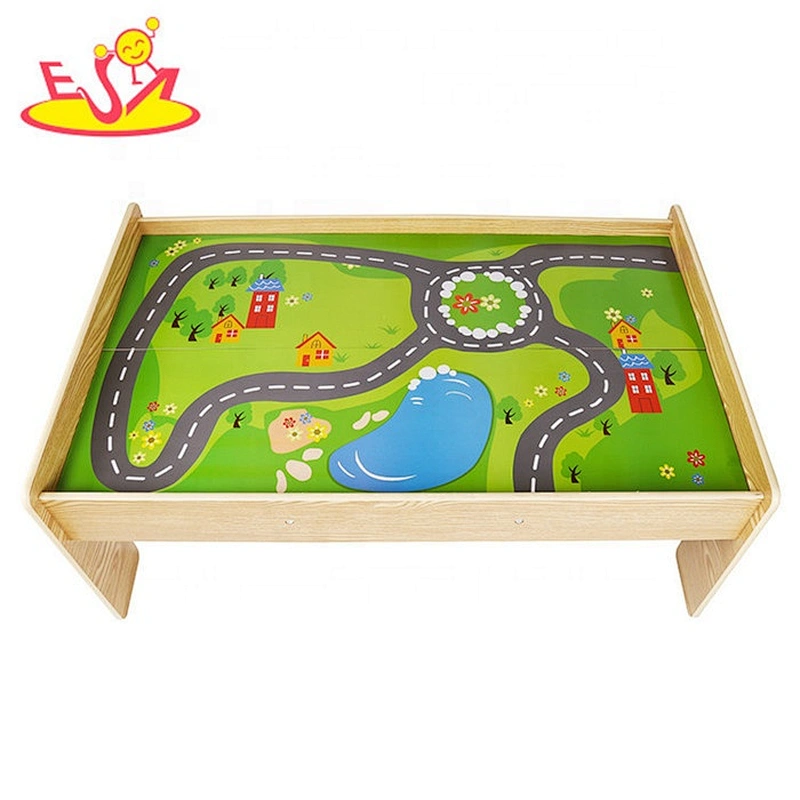 High quality railway wooden train table with storage W04C178