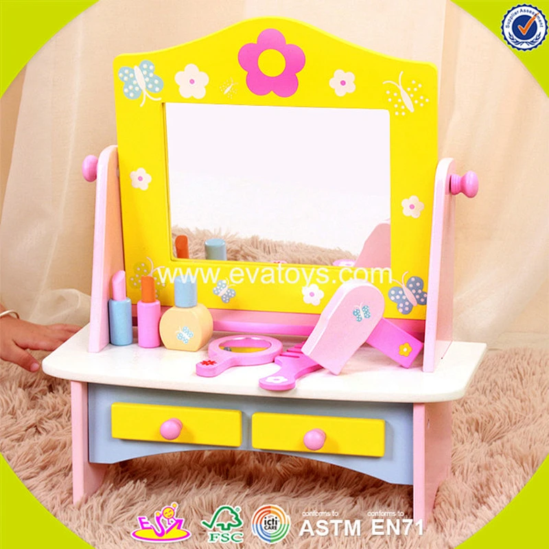 2018 New design wooden makeup table toy mini wooden makeup table toy baby wooden makeup table toy W08H070