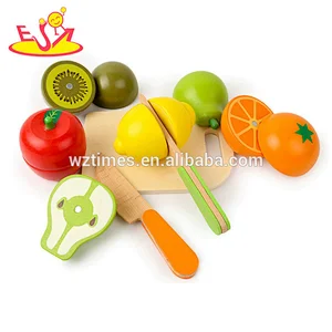 Bunte hölzerne Pretend Lebensmittel Spielset Schneiden Obst Gemüse Spielzeug für Kinder W10B222