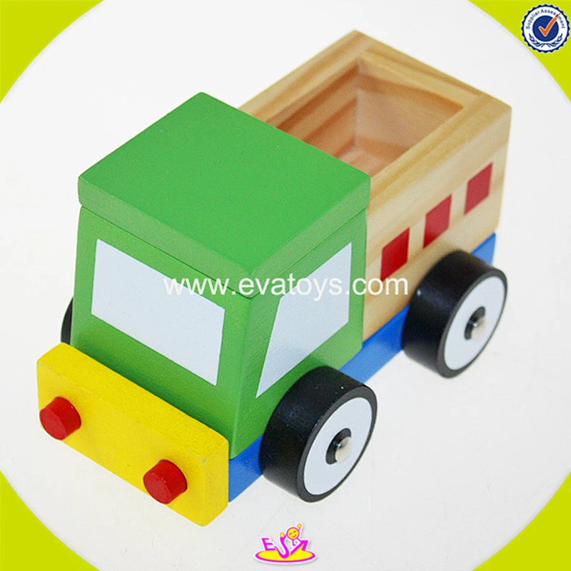 2018 Cheapest funny wooden garbage truck toy for kids W04A136