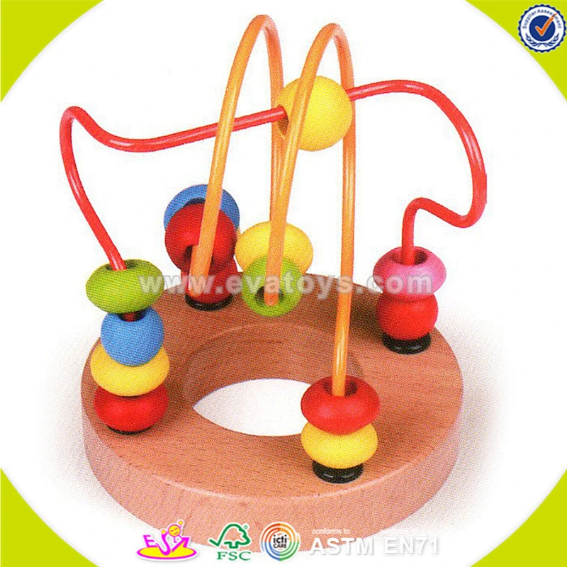 high quality colorful wooden string beads toys for children W11B068