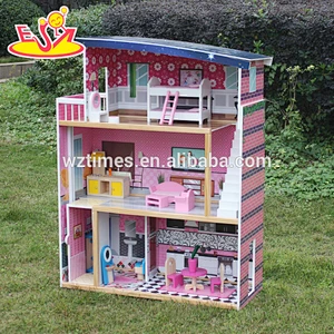 2018 New design kid wooden doll house educational wooden doll house fashional wooden doll house W06A214