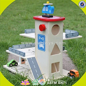 wholesale kids wooden parking lot fashion children wooden parking lot high quality baby wooden parking lot W04B023