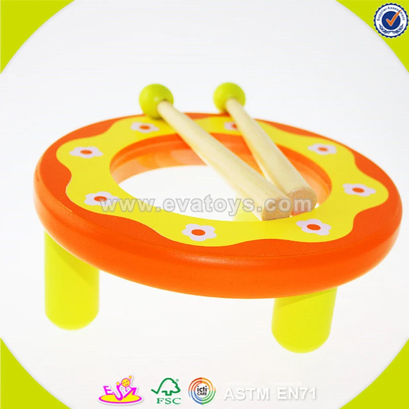 wholesale Kids musical instrument toy hand kids drum toy ,Cheap kids Percussion Toy Drum, fashion wooden toy drum W07J034