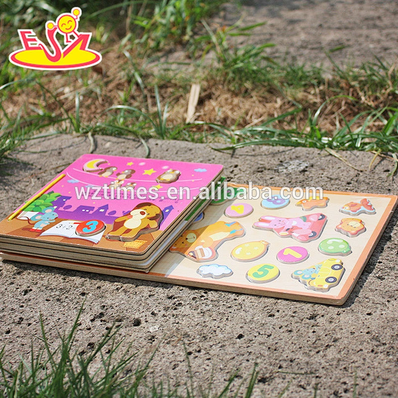 2018 wholesale baby wooden jigsaw puzzle book fashion kids wooden jigsaw puzzle book child wooden jigsaw puzzle book W14H002