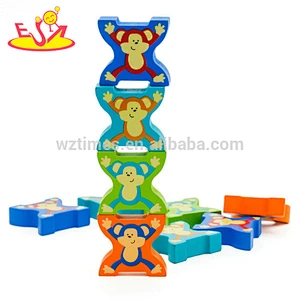 New design monkey shape wooden toy bricks for kids W13B040