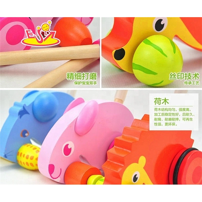 Wholesale animals style wooden push toy walker for kids W05A006