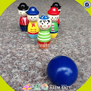 wholesale Funny wooden bowling ball set toy,Cute colorful wooden bowling set toy,Mini lovely wooden toy bowling toys W01B010