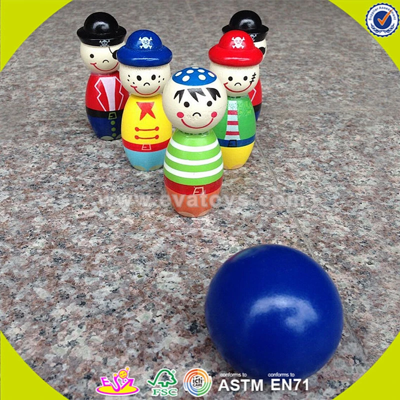 wholesale Funny wooden bowling ball set toy,Cute colorful wooden bowling set toy,Mini lovely wooden toy bowling toys W01B010