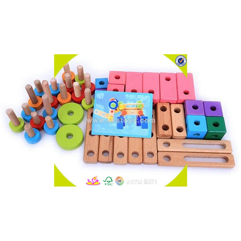 Wholesale creative wooden montessori DIY screws toy newest wooden kids DIY screws toy hot DIY screws toy W03C013