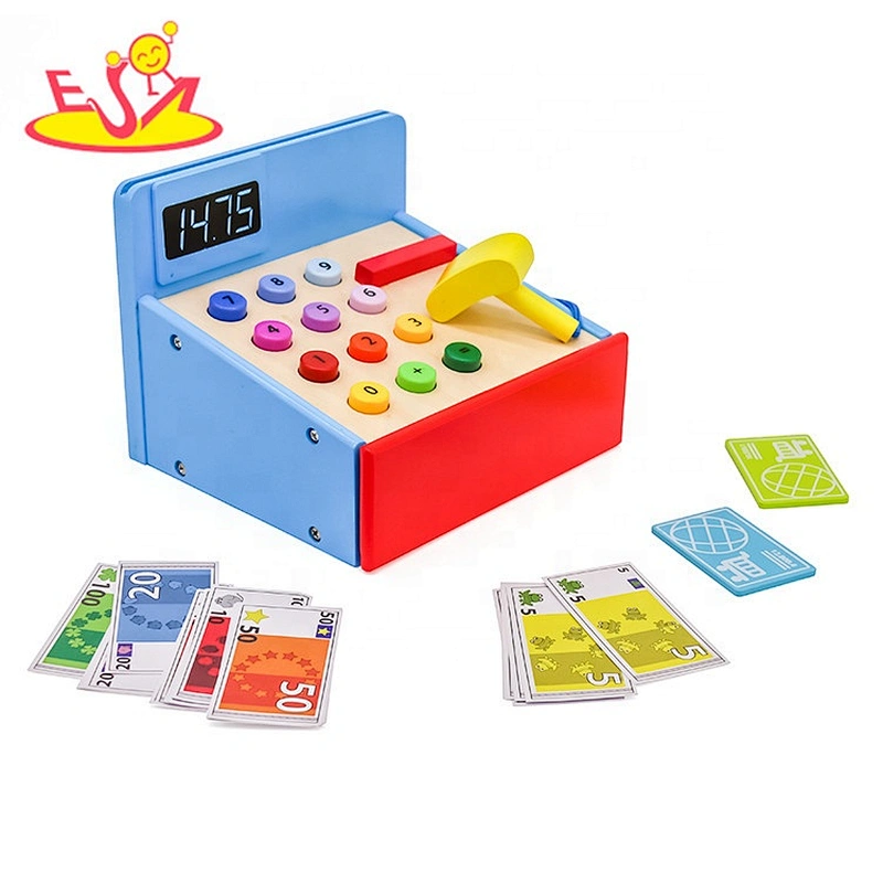Promotional Gift Latest Pretend Play Wooden Calculator Toy Cash Register for Kids W10A021
