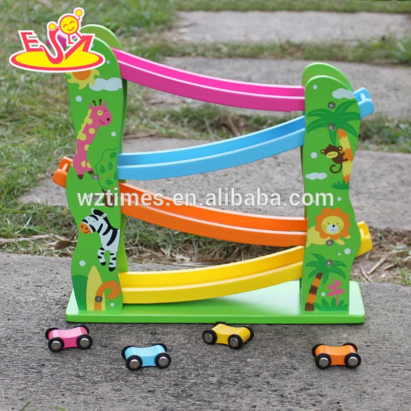 2018 New design wooden Marble Run toys funny wooden speed car toys educational wooden marble run for toddlers W04E046