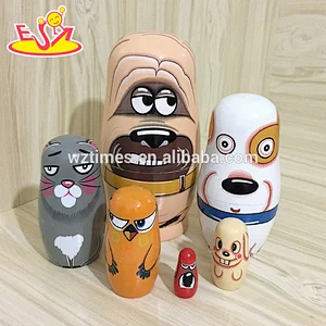 2018 Wholesale cheap matryoshkas interesting nesting dolls wooden for kids W06D100