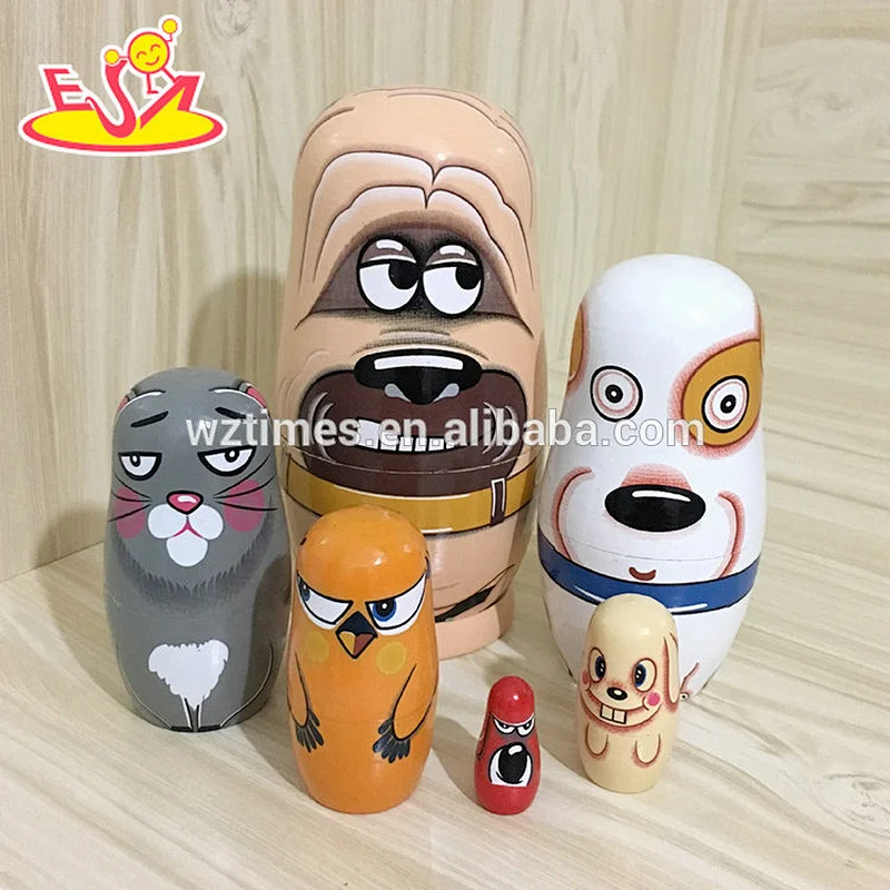 2018 Wholesale cheap matryoshkas interesting nesting dolls wooden for kids W06D100