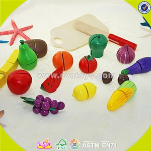 wholesale baby wooden fruit cutting toy, DIY kids wooden fruit cutting toy, role play children wooden fruit cutting toy W10B114