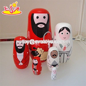2018 Wholesale nesting doll 5 pcs wooden nesting dolls russian for children play W06D097