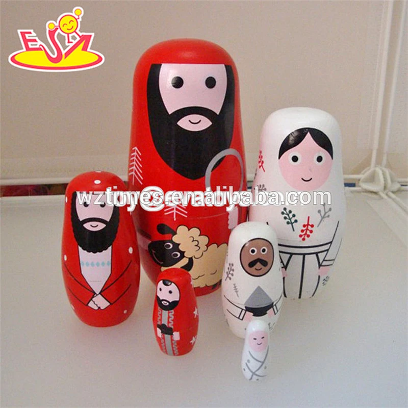 2018 Wholesale nesting doll 5 pcs wooden nesting dolls russian for children play W06D097