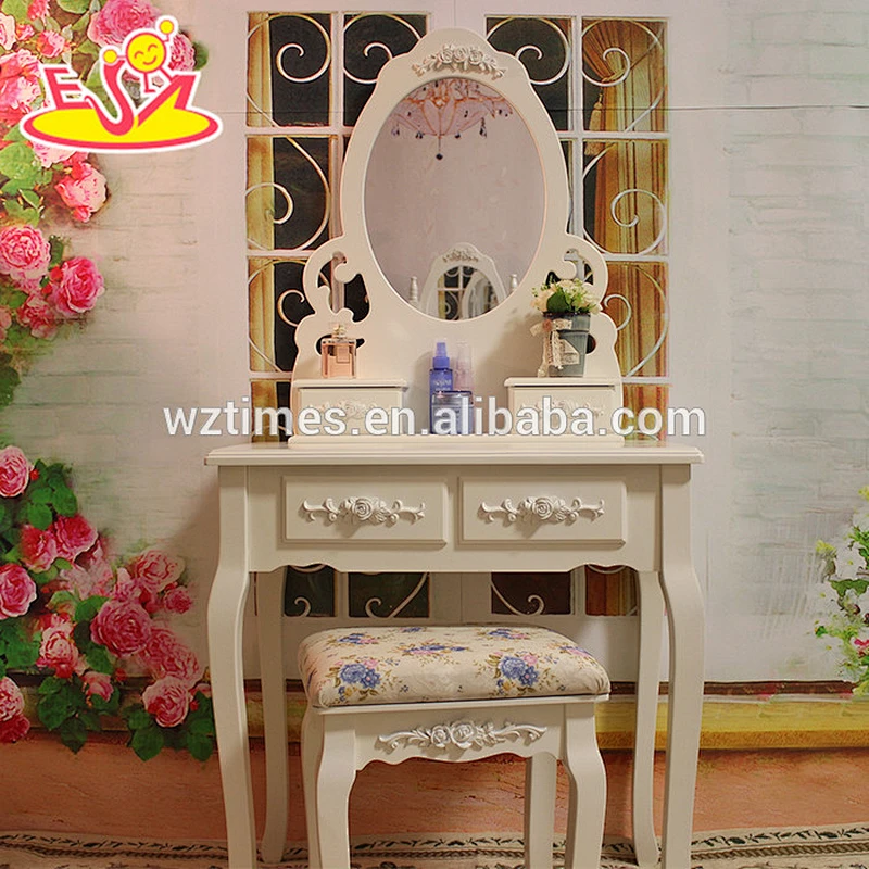 2018 New design wooden makeup vanity set white solid wooden makeup vanity set best design wooden makeup vanity set W08H061