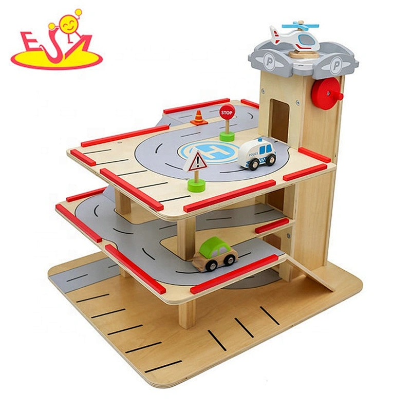 2019 New hottest preschool wooden kids car garage with elevator W04B077
