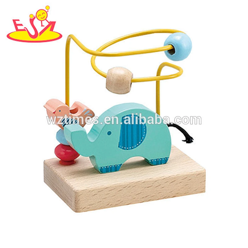 Wholesale lovely animal wooden wire bead toy for kids W11B020
