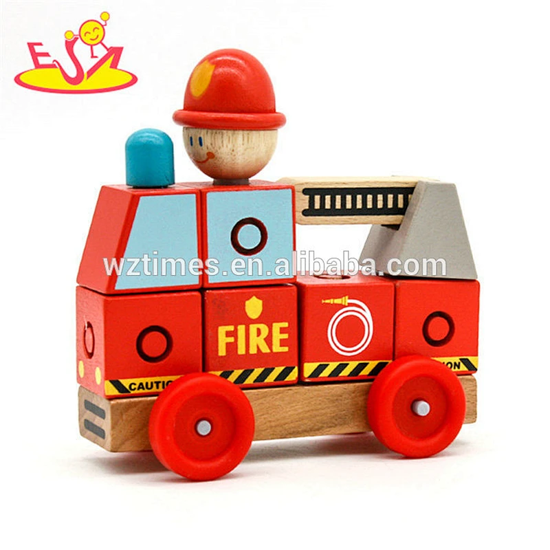 Wholesale red creative mini wooden cart toy bring fun for toddler W04A348