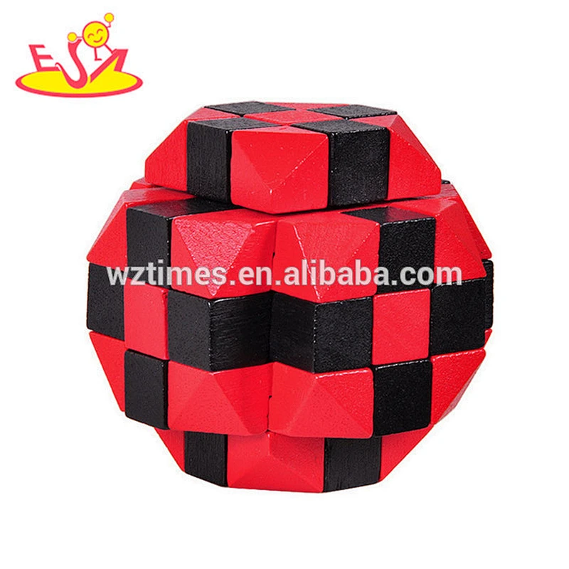 Wholesale most popular adults wooden unlocked puzzle cube bring pleasure W11C035