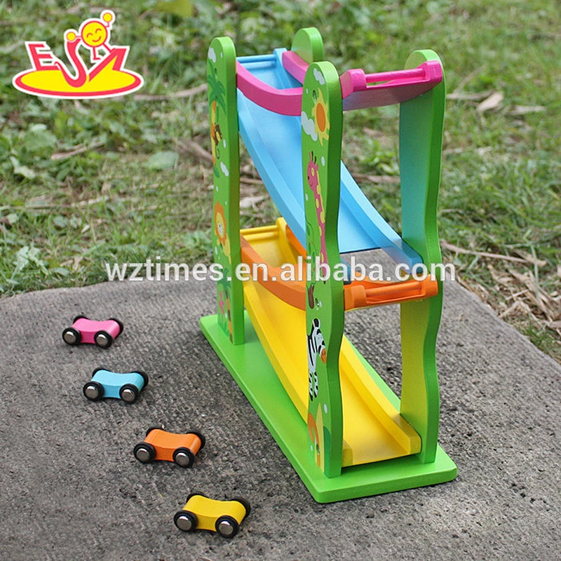 2018 New design wooden Marble Run toys funny wooden speed car toys educational wooden marble run for toddlers W04E046