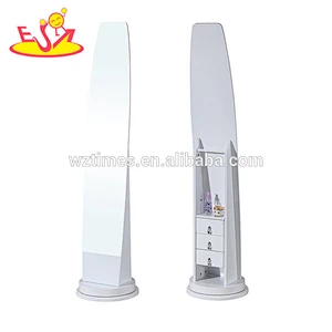 wholesale cheap wooden full length standing mirror with cabinet W08H086