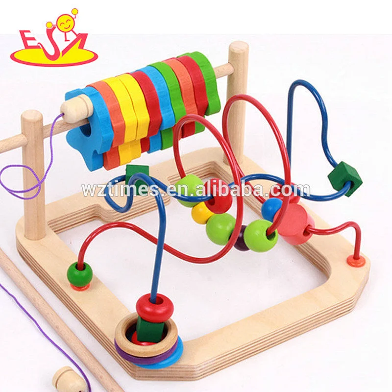 Wholesale best quality kids wooden beads cube toy for sale W11B165