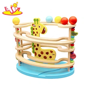 2019 New arrival educational children wooden ball ramp toy with customize W04E078