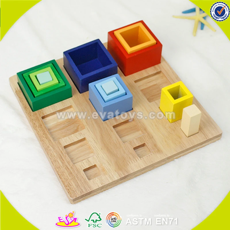 wholesale cheap kids wooden geometric block set fancy wooden geometric blocks set W13E045