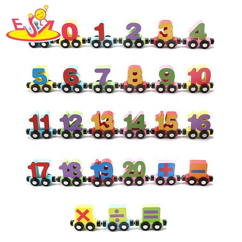 New design number shape wooden toy train for education W04A455
