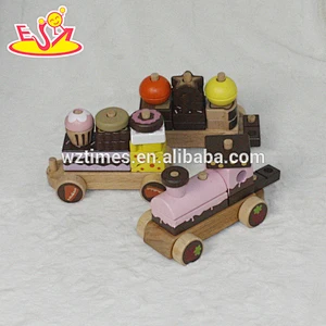 wholesale educational baby wooden cake train toy for pull W05C026