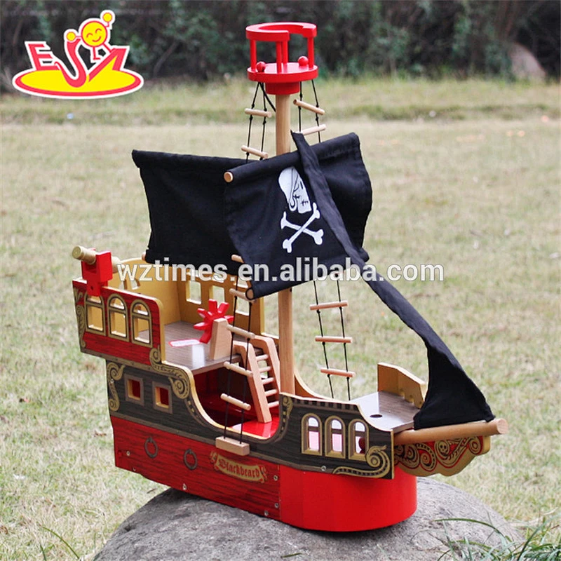 wholesale most popular boy pirate ship wooden toy for best baby W03B060-Z