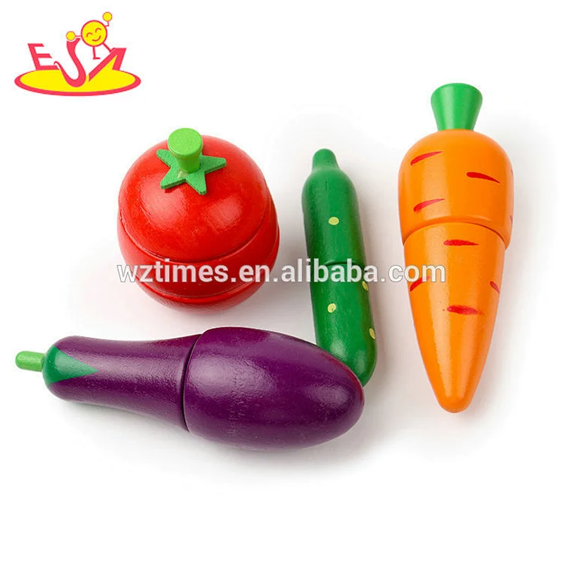 Bunte hölzerne Pretend Lebensmittel Spielset Schneiden Obst Gemüse Spielzeug für Kinder W10B222