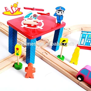 55 pieces Classic railway play set toy wooden train track for kids W04C056
