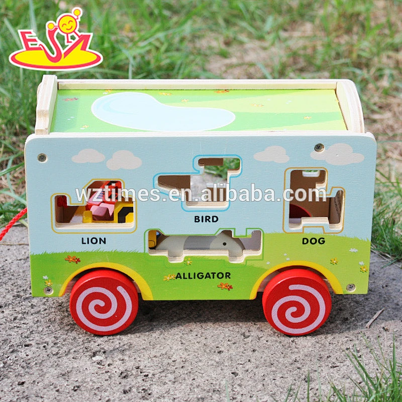 2018 wholesale kids wooden animal toy truck funny baby wooden animal toy truck children wooden animal toy truck W05B156